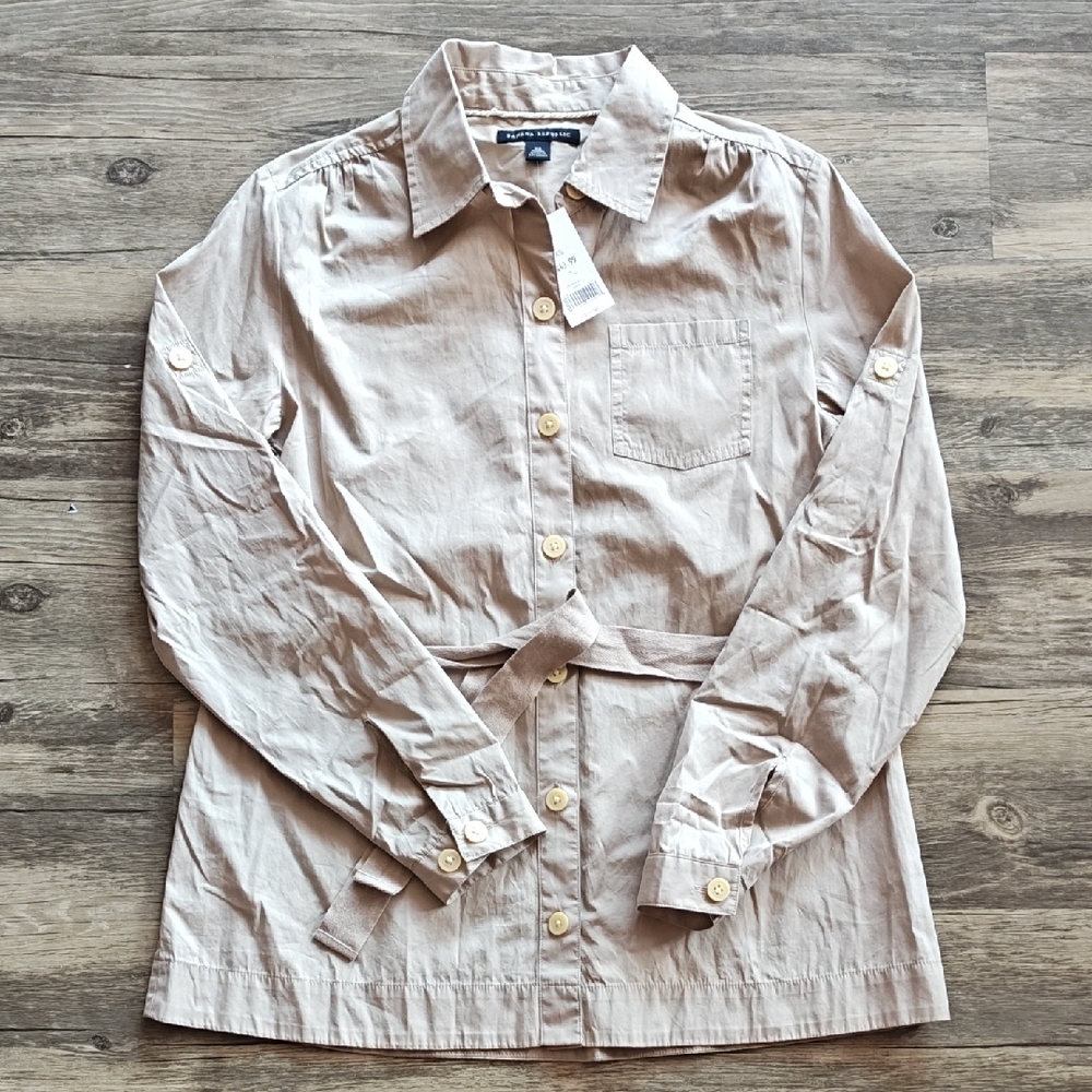 Banana Republic Cotton Tie Front Button Down Shirt. Size XS